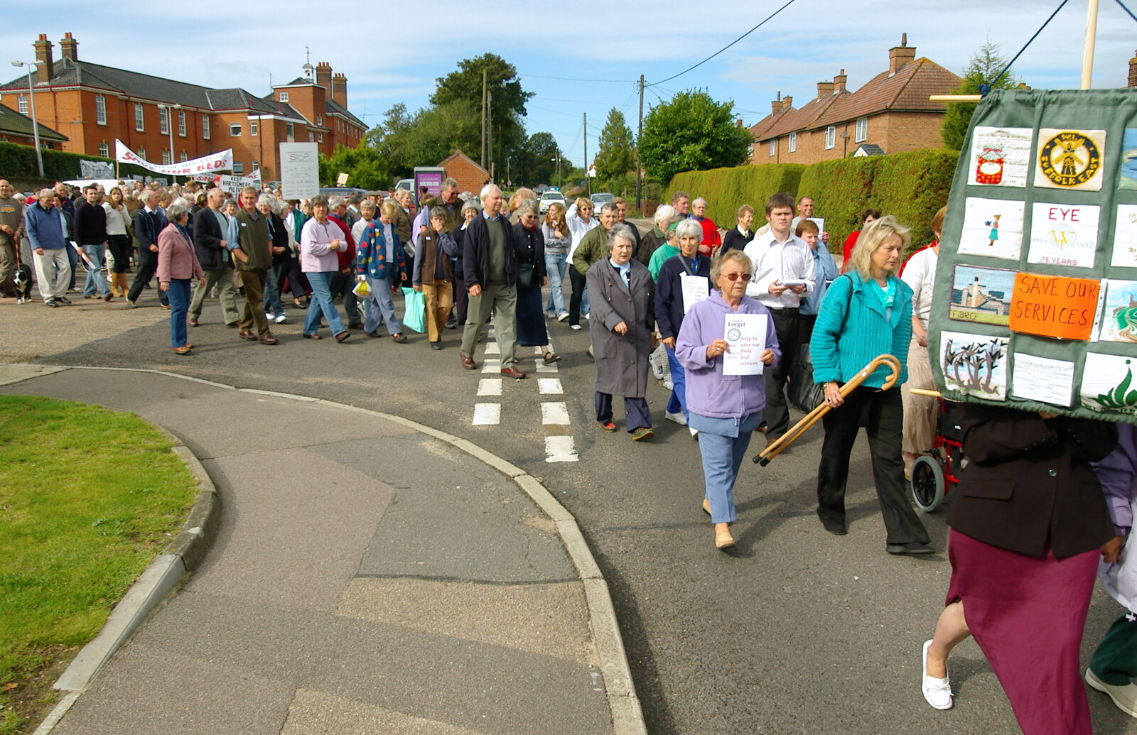 The crowd leaves the hospital from Save Hartismere: a Hospital Closure Protest, Eye, Suffolk - 17th September 2005