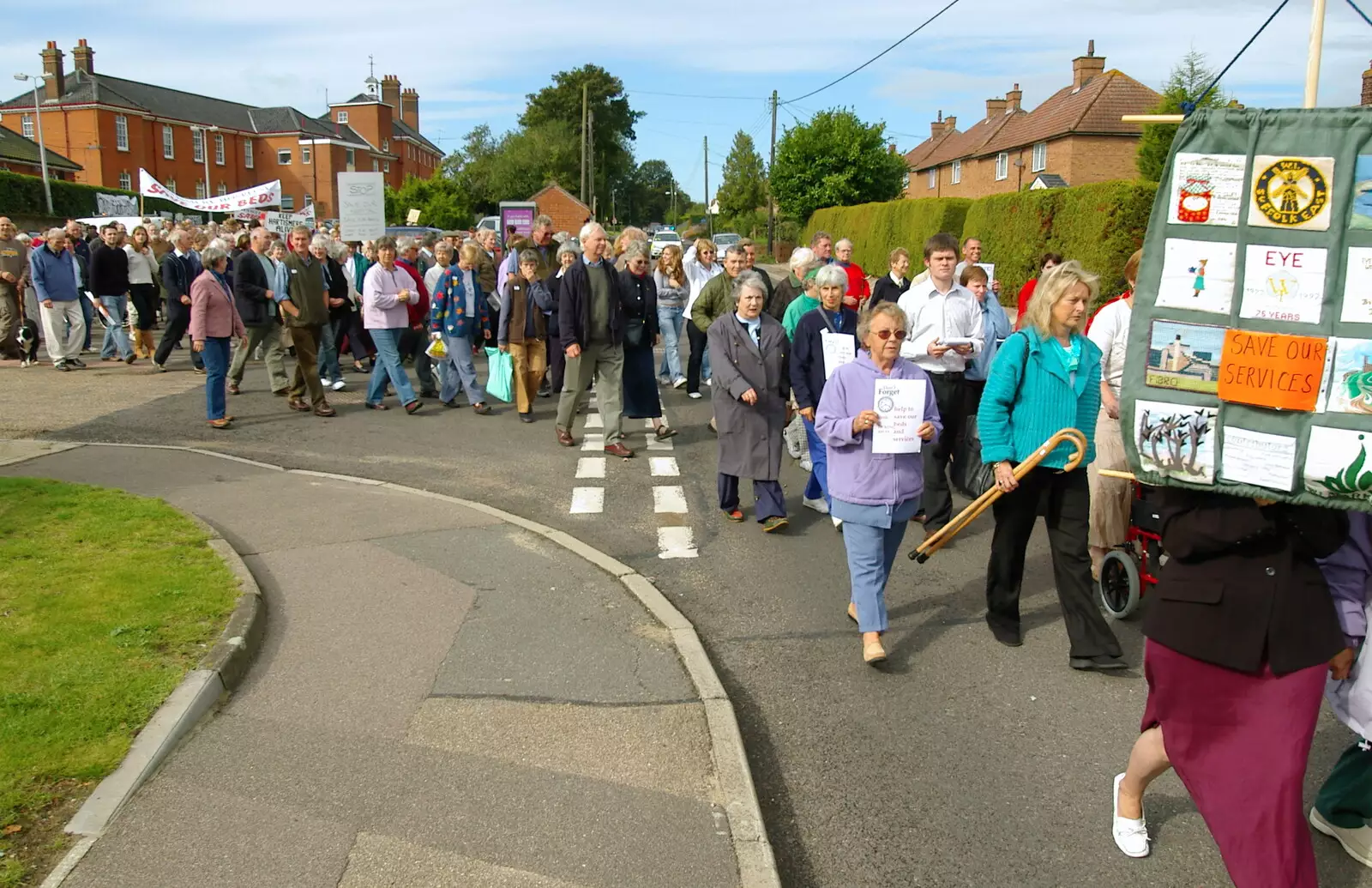 The crowd leaves the hospital, from Save Hartismere: a Hospital Closure Protest, Eye, Suffolk - 17th September 2005