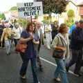 Denny holds her placard aloft, Save Hartismere: a Hospital Closure Protest, Eye, Suffolk - 17th September 2005