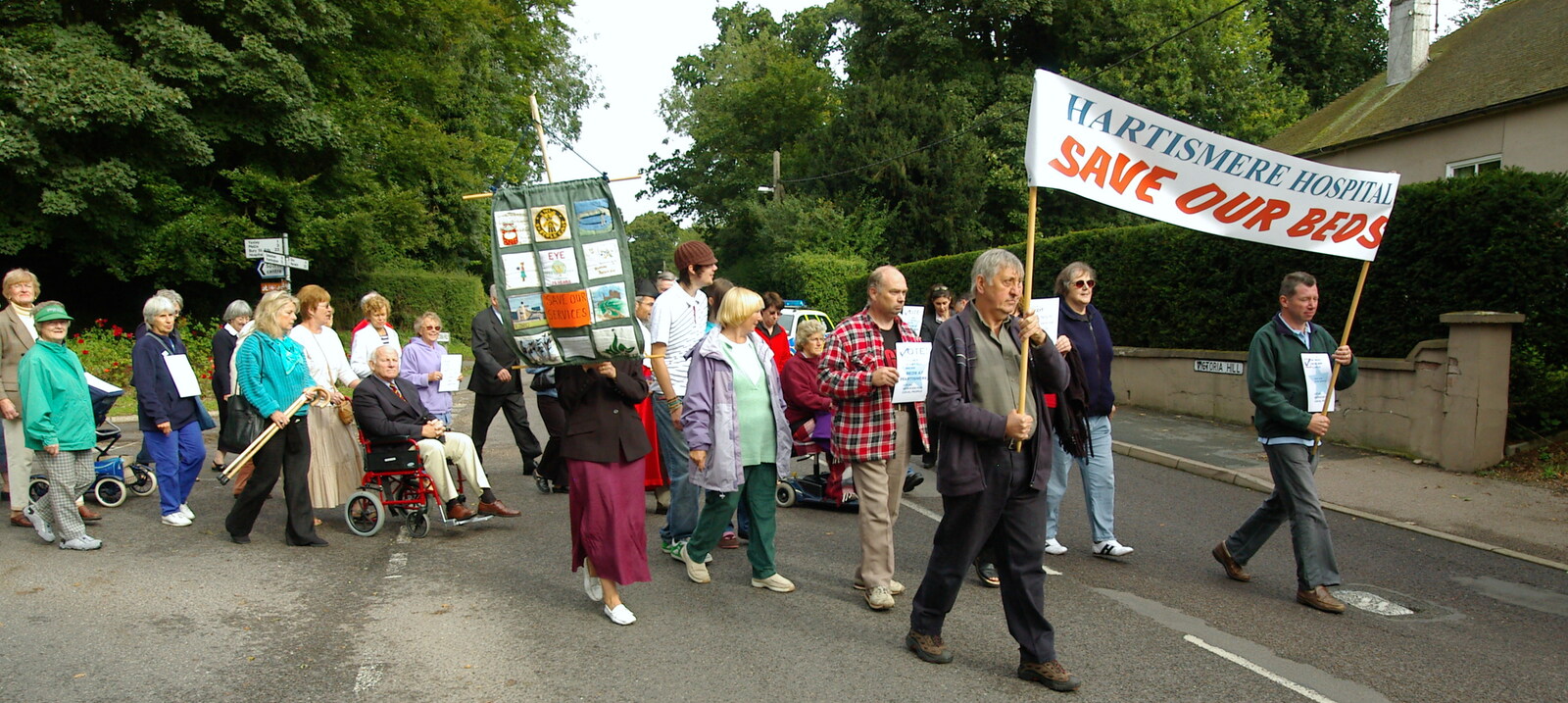 Turning out onto Victoria Hill from Save Hartismere: a Hospital Closure Protest, Eye, Suffolk - 17th September 2005