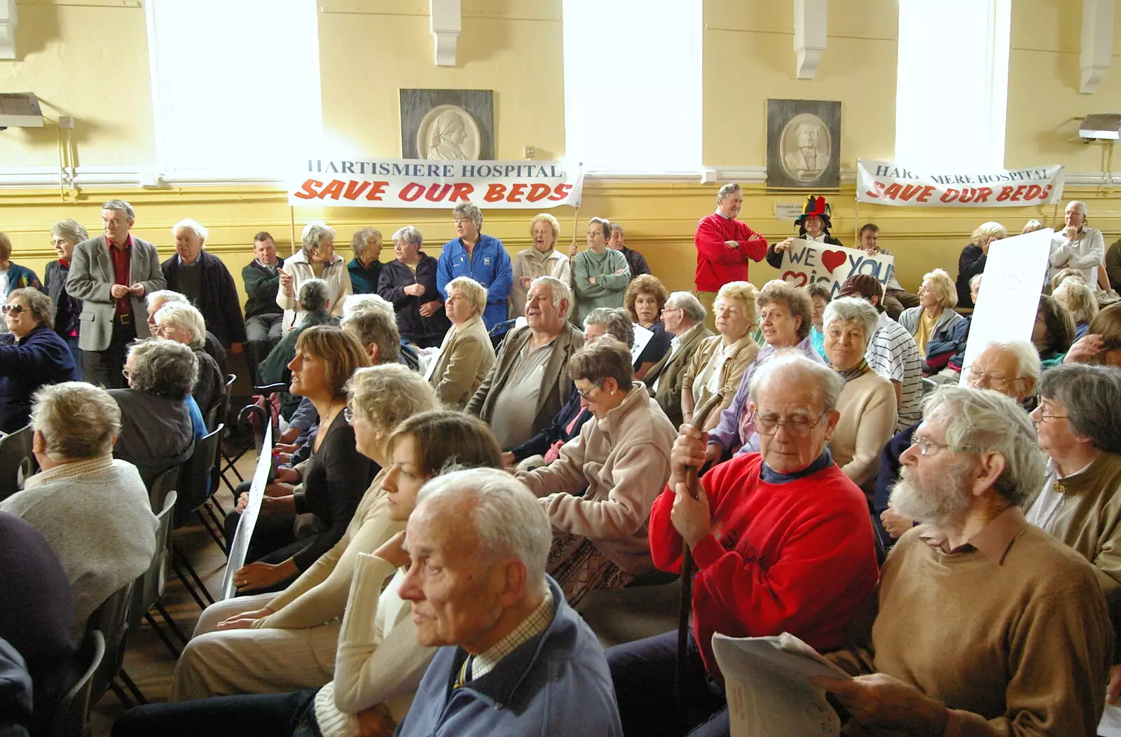 The packed hall waits for things to kick off, from Save Hartismere: a Hospital Closure Protest, Eye, Suffolk - 17th September 2005