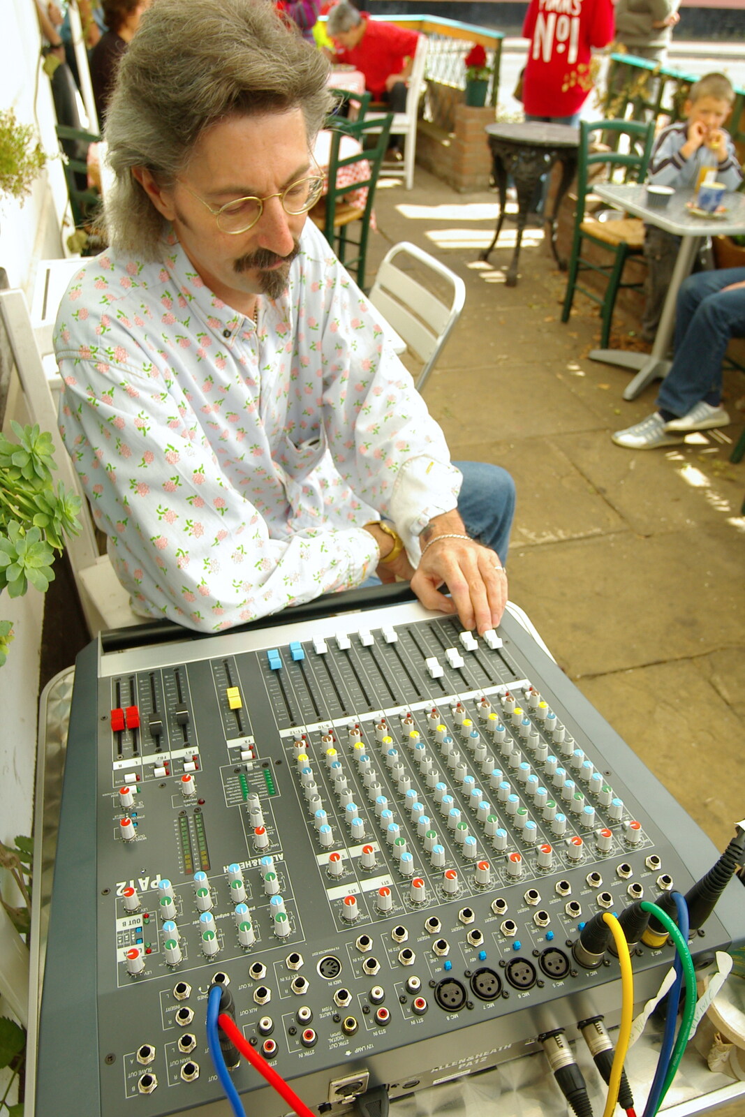 Rob twiddles knobs on the new desk from Sam and Daisy at the Angel Café, Diss, Norfolk - 17th September 2005