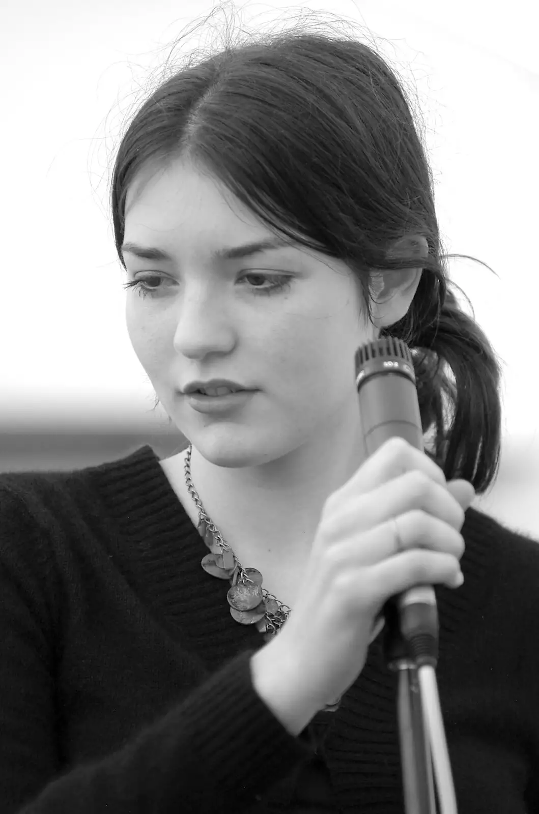 Daisy looks pensive, from Sam and Daisy at the Angel Café, Diss, Norfolk - 17th September 2005