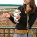 The tambourine comes out, Sam and Daisy at the Angel Café, Diss, Norfolk - 17th September 2005