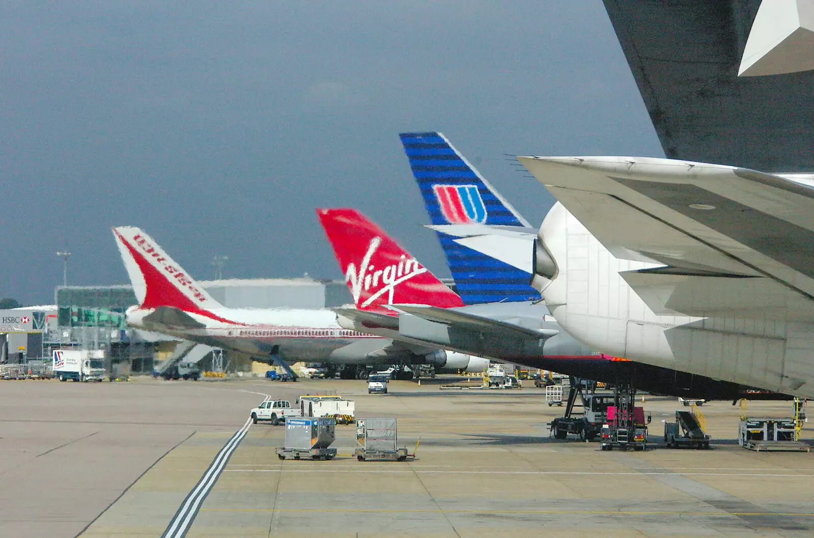 Tail-fins shimmer in the exhaust from a 747 APU, from San Diego Four, California, US - 22nd September 2005