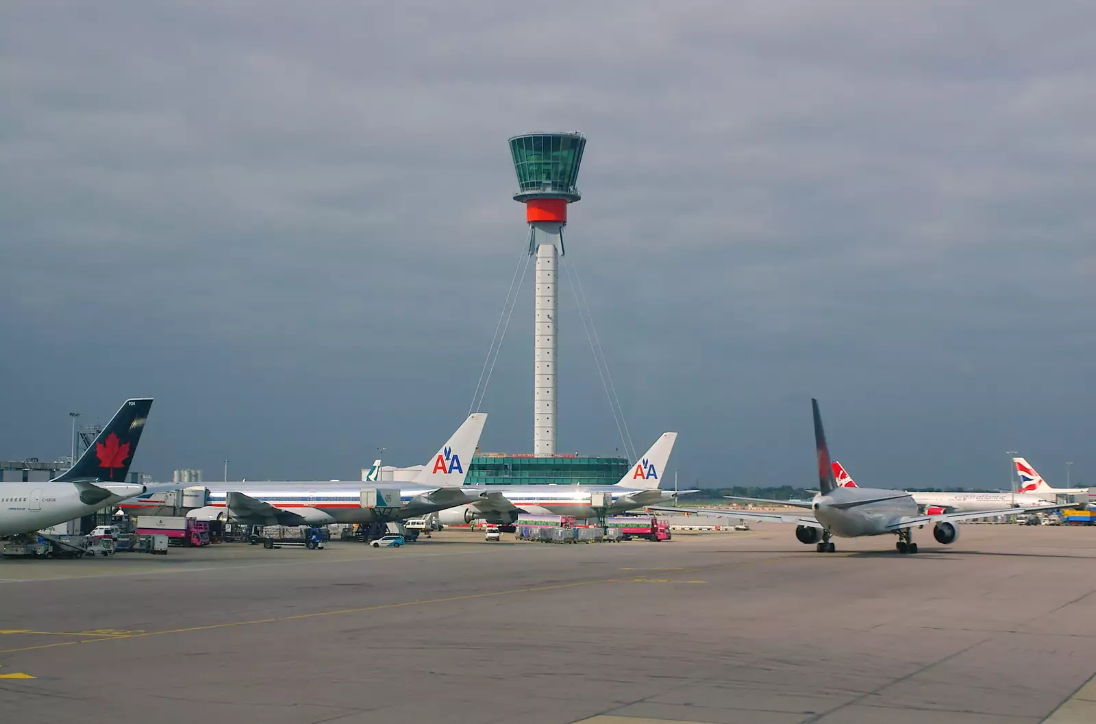 A bunch of heavies under Heathrow control tower, from San Diego Four, California, US - 22nd September 2005