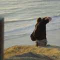 Ken kneels down to take a shot along the beach, San Diego Four, California, US - 22nd September 2005