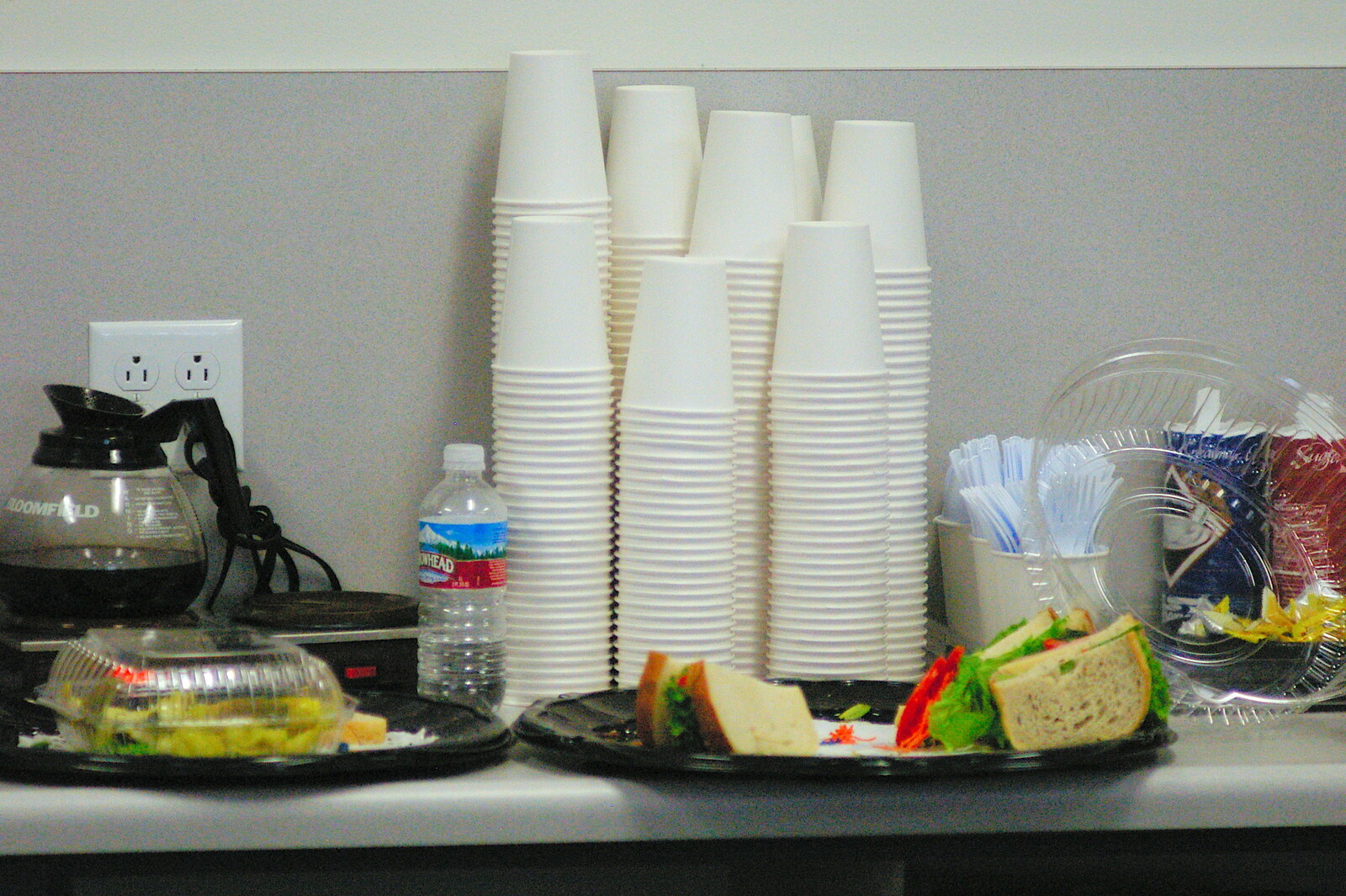 A stack of paper cups in a meeting room from San Diego Four, California, US - 22nd September 2005
