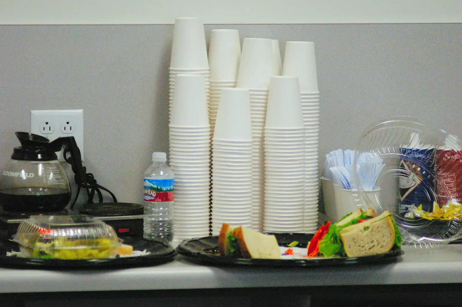 A stack of paper cups in a meeting room, from San Diego Four, California, US - 22nd September 2005