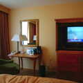 San Diego Four, California, US - 22nd September 2005, Nosher's room, with hurricane Rita on TV