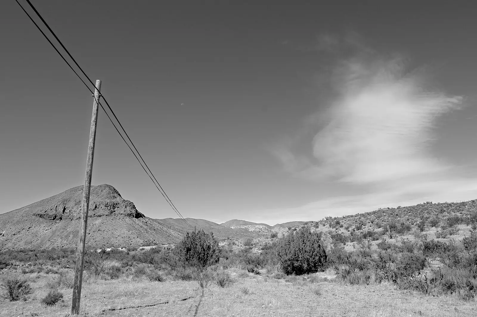 Telegraph pole and cloud, near Jacumba, from California Desert: El Centro, Imperial Valley, California, US - 24th September 2005