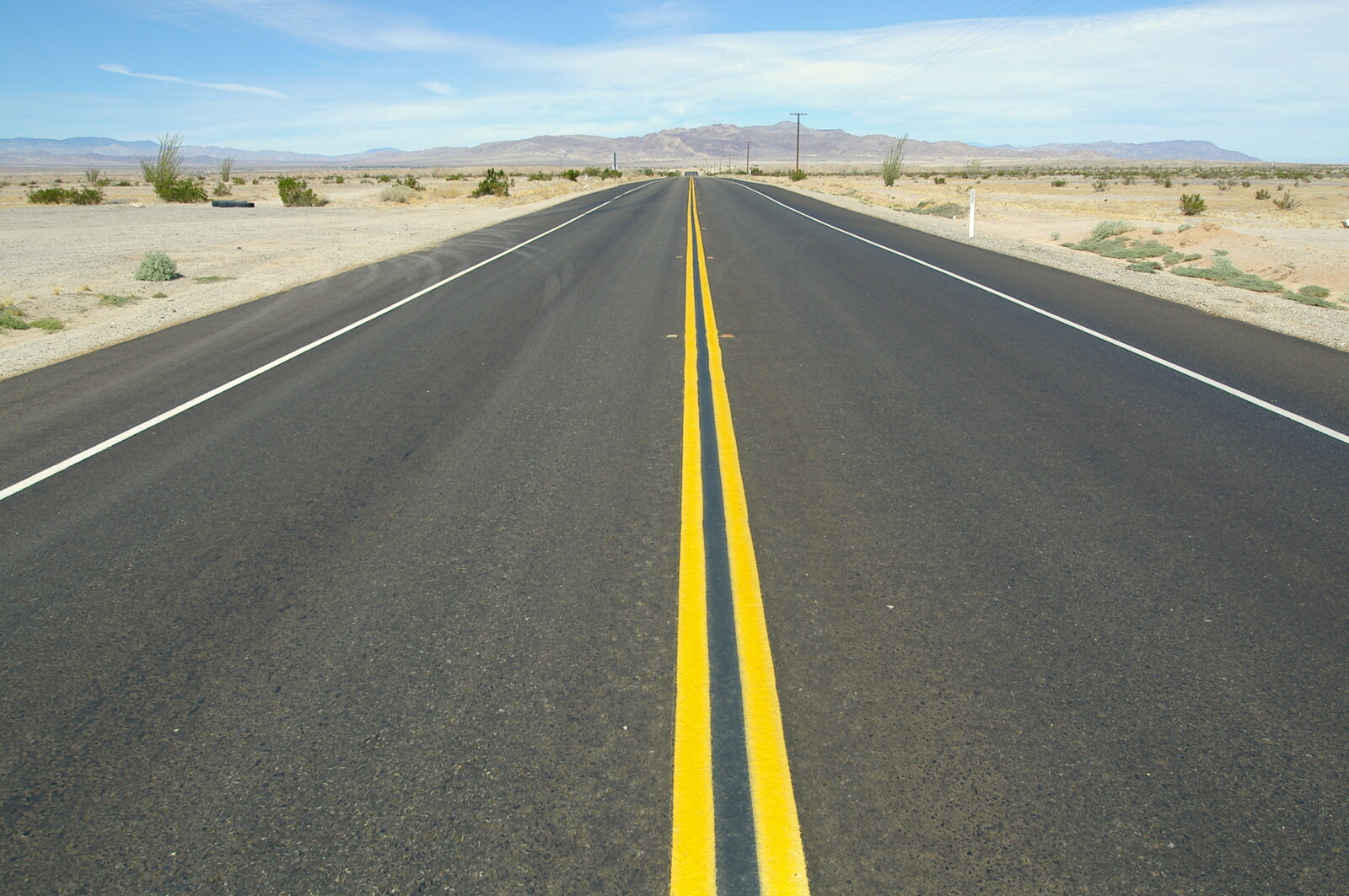 Vanishing-point road from California Desert: El Centro, Imperial Valley, California, US - 24th September 2005