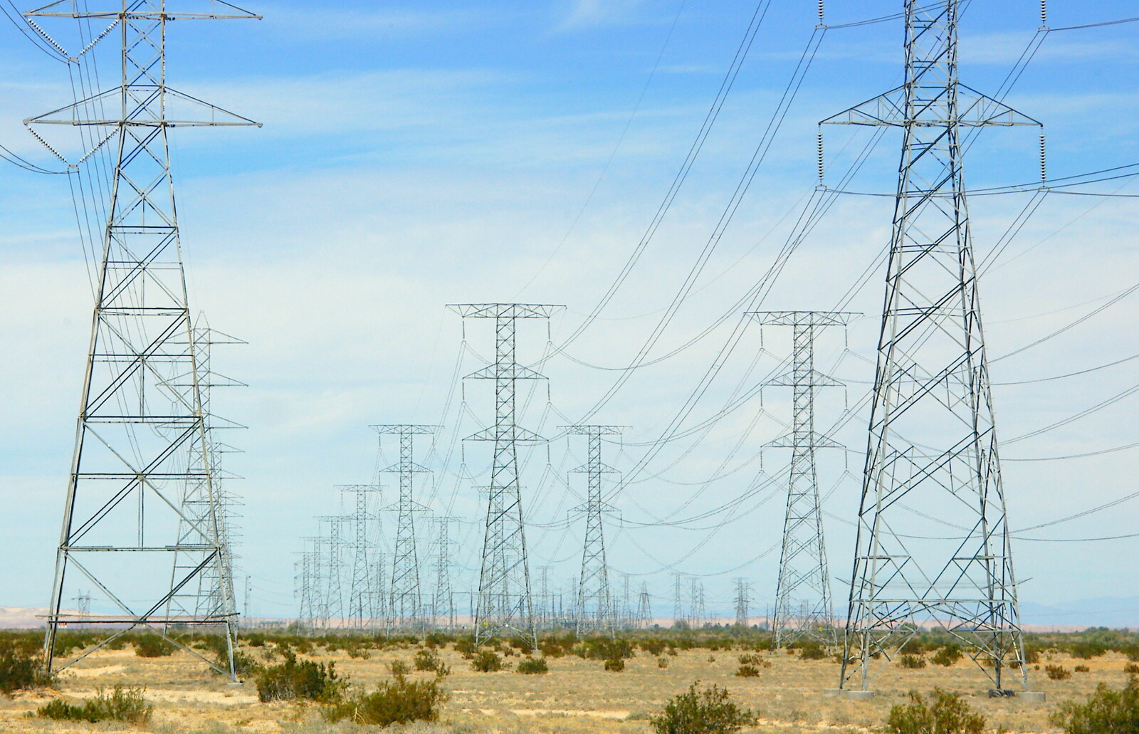 Massed electricity pylons on Route 98 from California Desert: El Centro, Imperial Valley, California, US - 24th September 2005