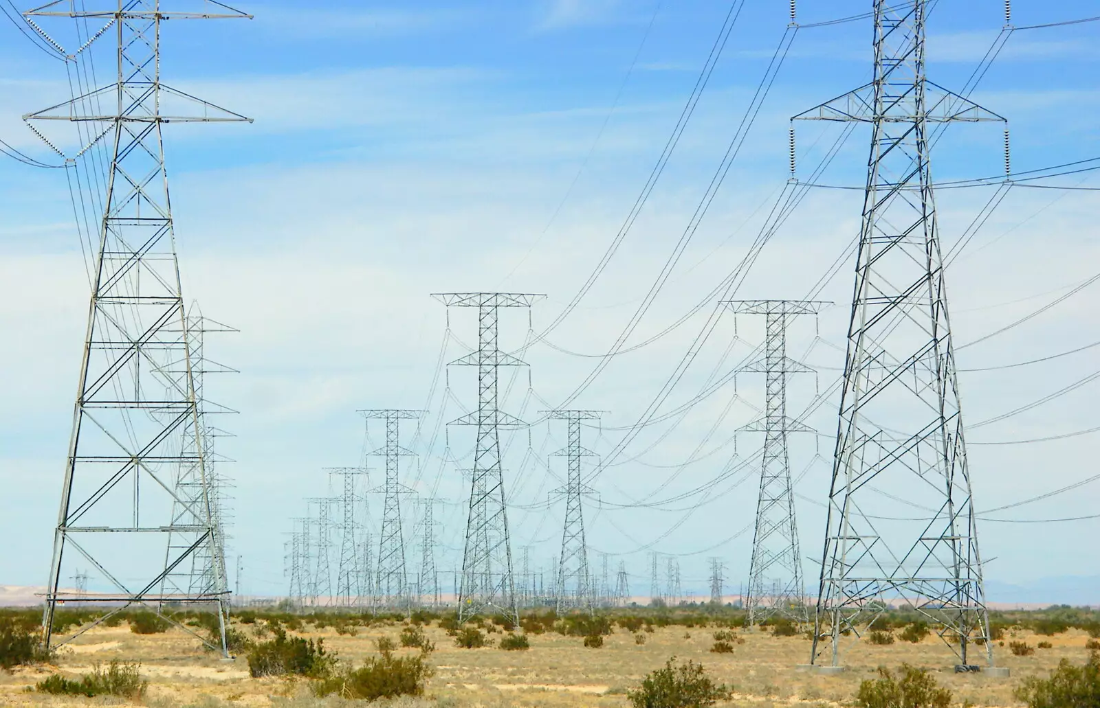 Massed electricity pylons on Route 98, from California Desert: El Centro, Imperial Valley, California, US - 24th September 2005