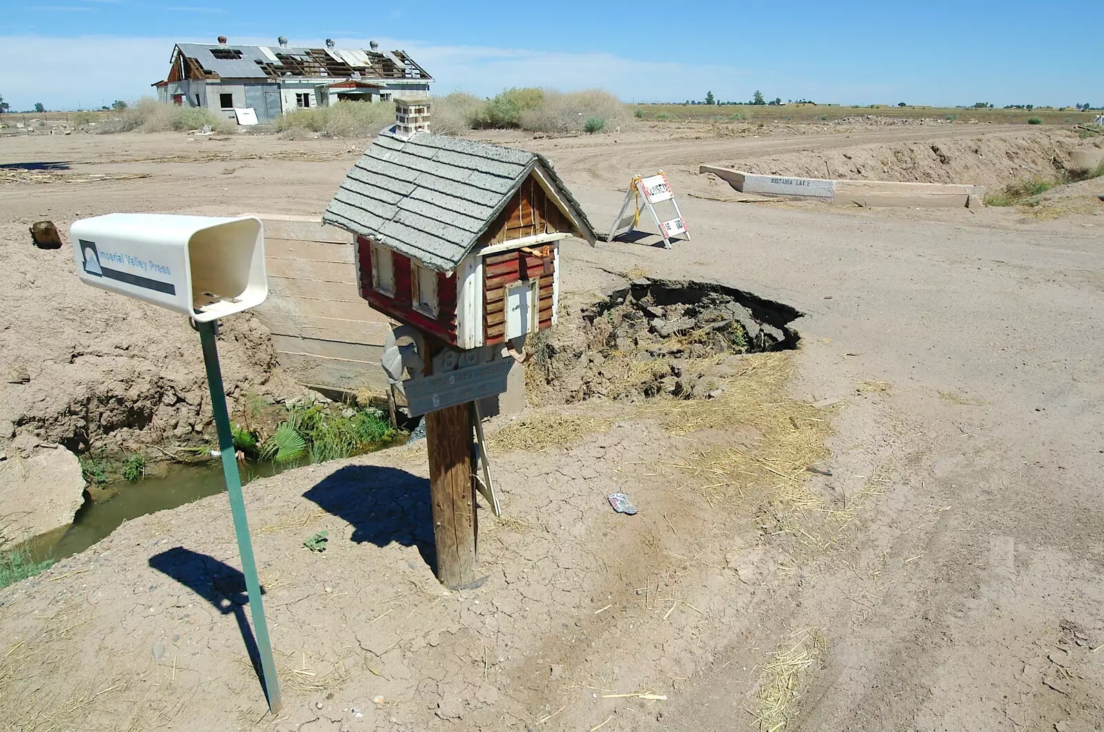 A curious house-letterbox on a stick, from California Desert: El Centro, Imperial Valley, California, US - 24th September 2005