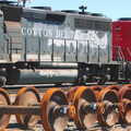Rusty wheels and the loco 'Cotton Belt', California Desert: El Centro, Imperial Valley, California, US - 24th September 2005