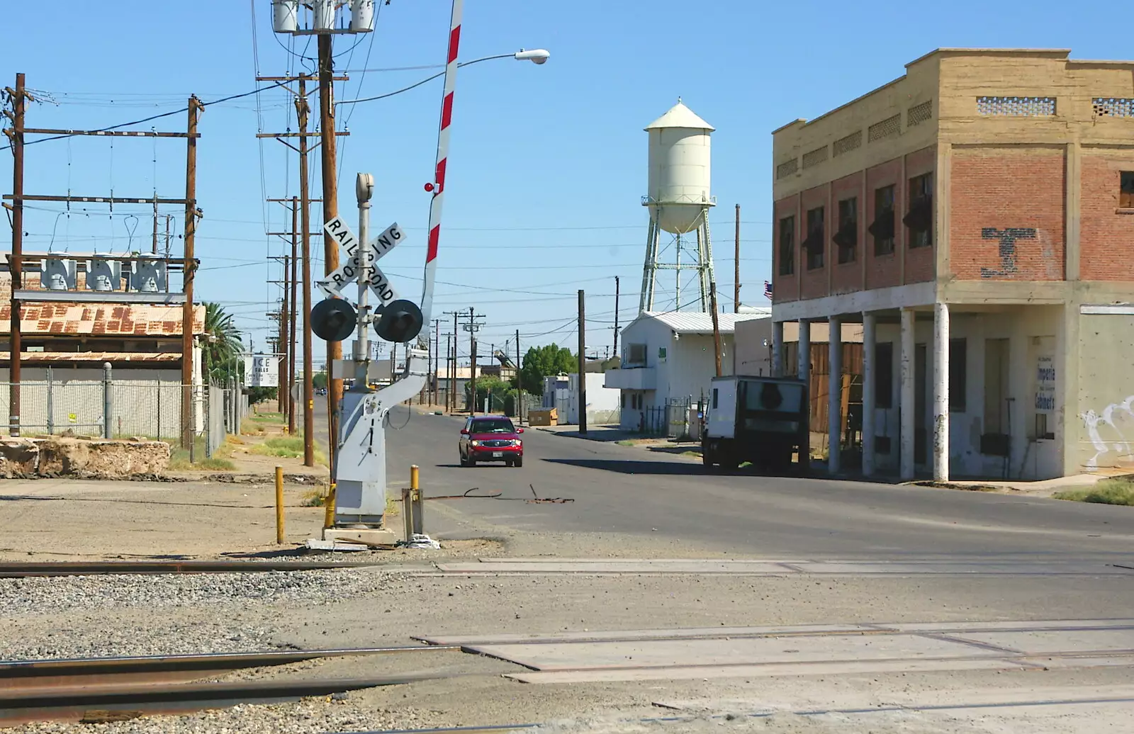 An El Centro railroad crossing, from California Desert: El Centro, Imperial Valley, California, US - 24th September 2005