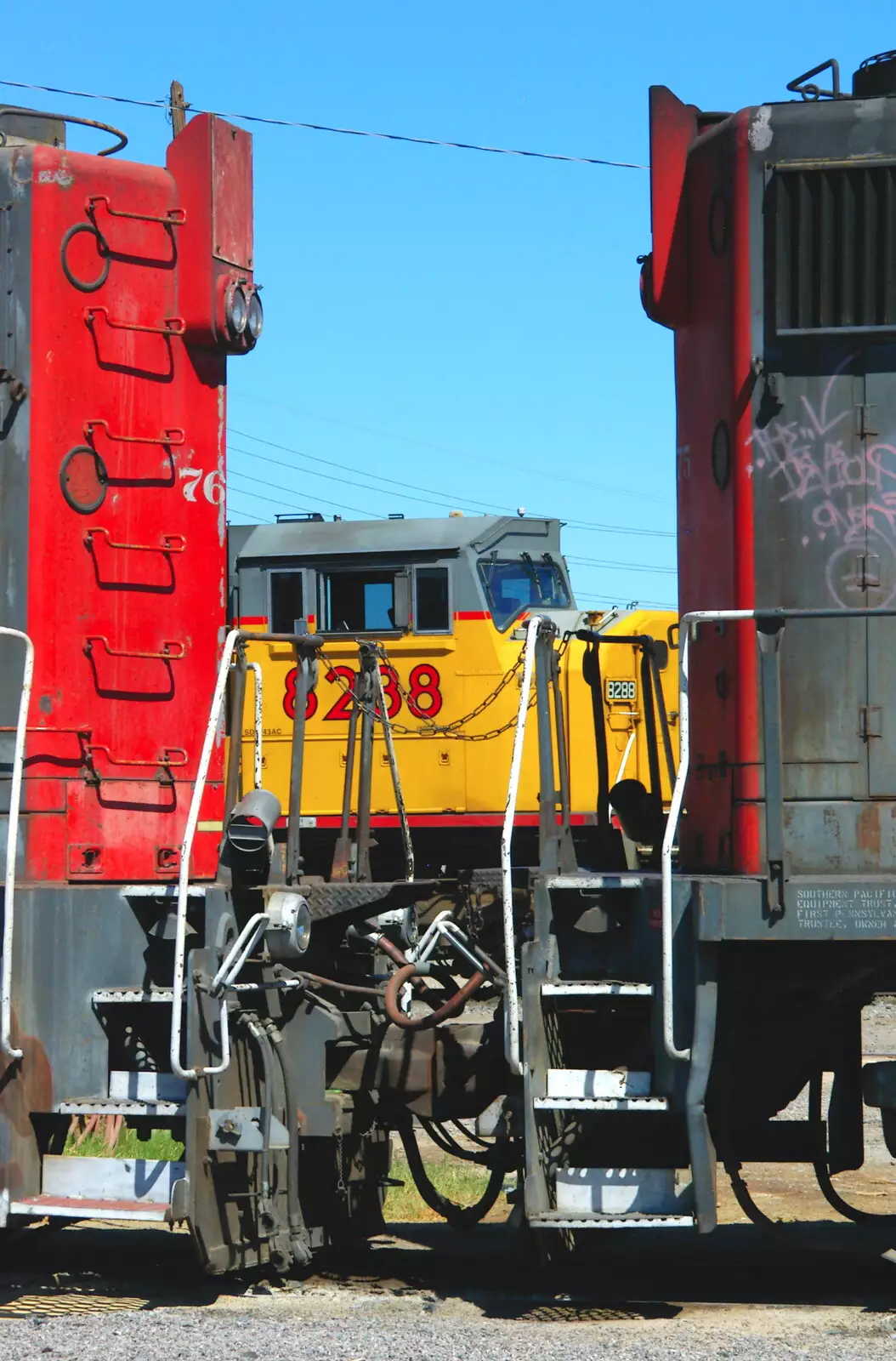 A loco between some other engines, from California Desert: El Centro, Imperial Valley, California, US - 24th September 2005