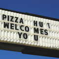 Pizza Hut sign, quaintly spaced, California Desert: El Centro, Imperial Valley, California, US - 24th September 2005