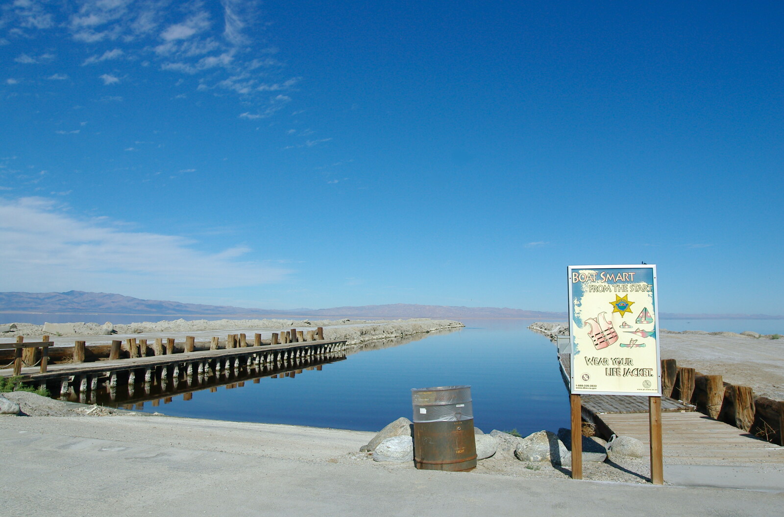 A water-safety sign preaches to no-one from California Desert 2: The Salton Sea and Anza-Borrego to Julian, California, US - 24th September 2005