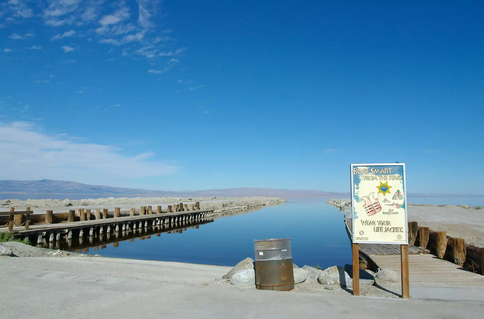 A water-safety sign preaches to no-one, from California Desert 2: The Salton Sea and Anza-Borrego to Julian, California, US - 24th September 2005