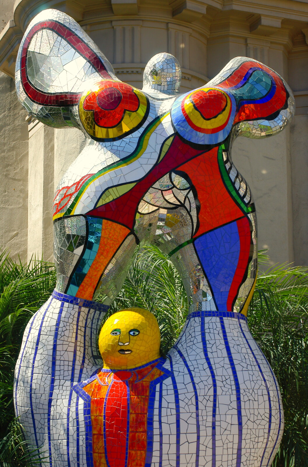 Scenes and People of Balboa Park, San Diego, California - 25th September 2005: A Picasso-ey Mirror-mosaic statue