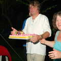 Jo and Steph's Party, Burston, Norfolk - 30th September 2005, Steph's birthday cake is bought in by Martin