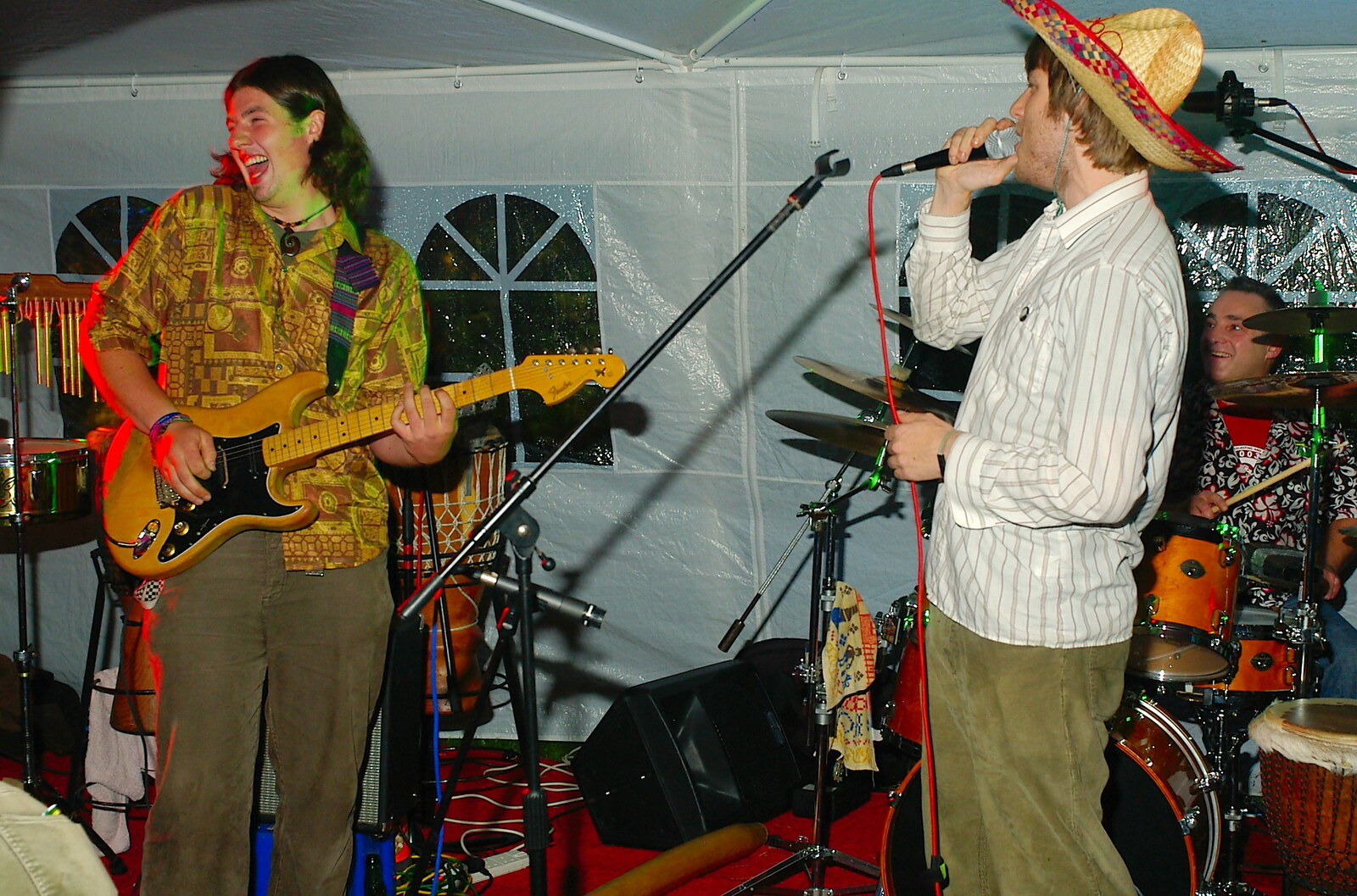 Jo and Steph's Party, Burston, Norfolk - 30th September 2005: Tom Folkard on the mic