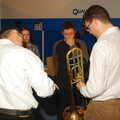Dave Read Leaves the Lab, Diss Publishing, The BBs and Murder, Diss and Cambridge - 7th October 2005, Dave carries his trombone around