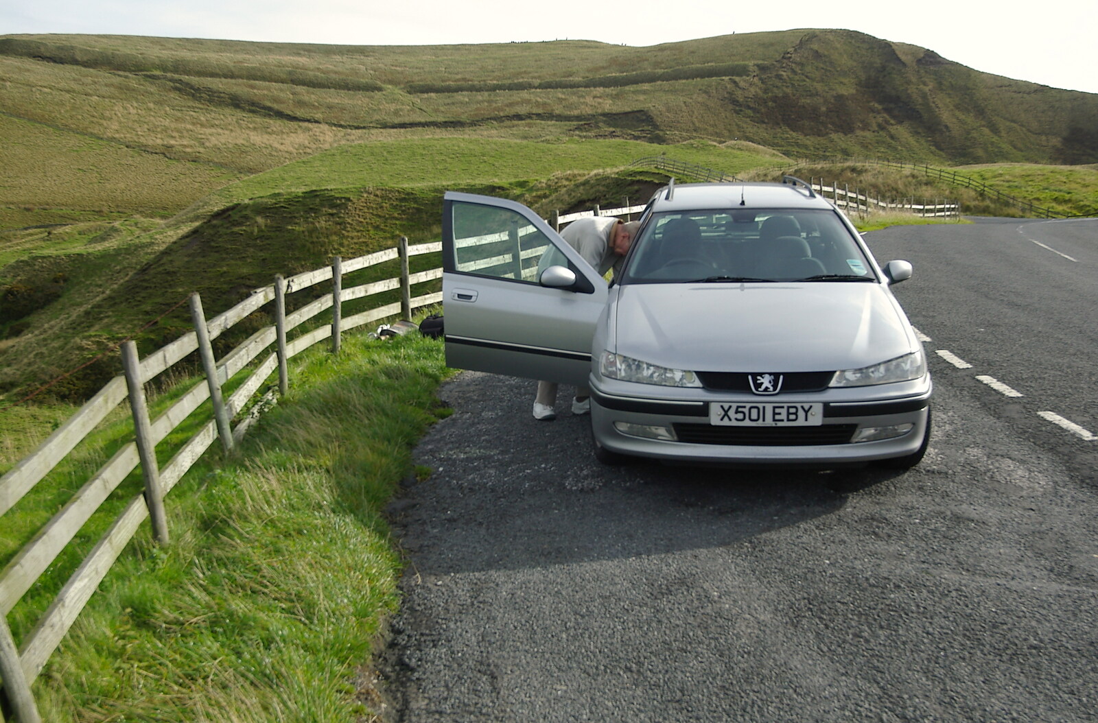 The Old Chap pokes around in the car from The Pennine Way: Lost on Kinder Scout, Derbyshire - 9th October 2005