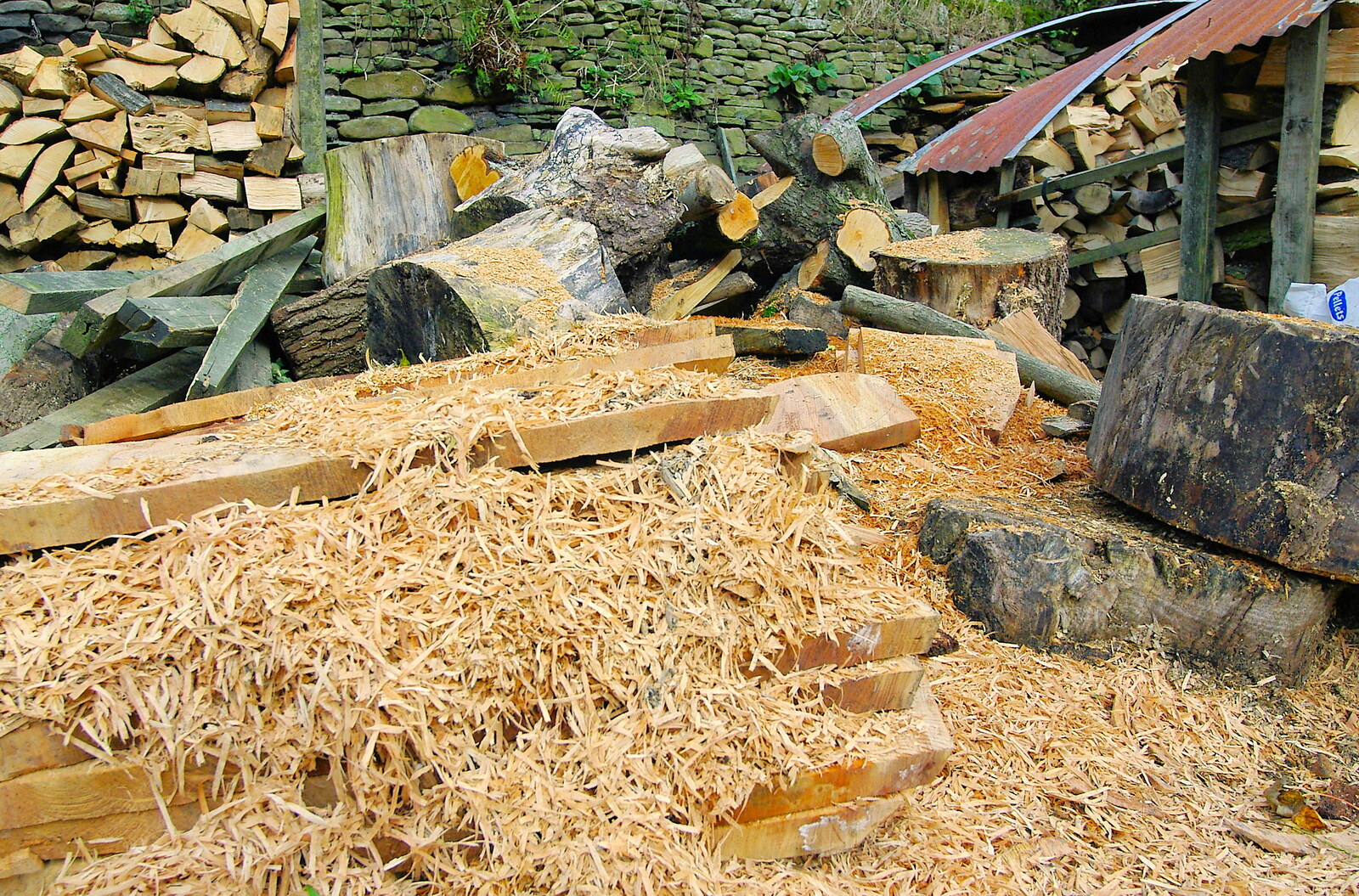 Pile of wood-chips from The Pennine Way: Lost on Kinder Scout, Derbyshire - 9th October 2005