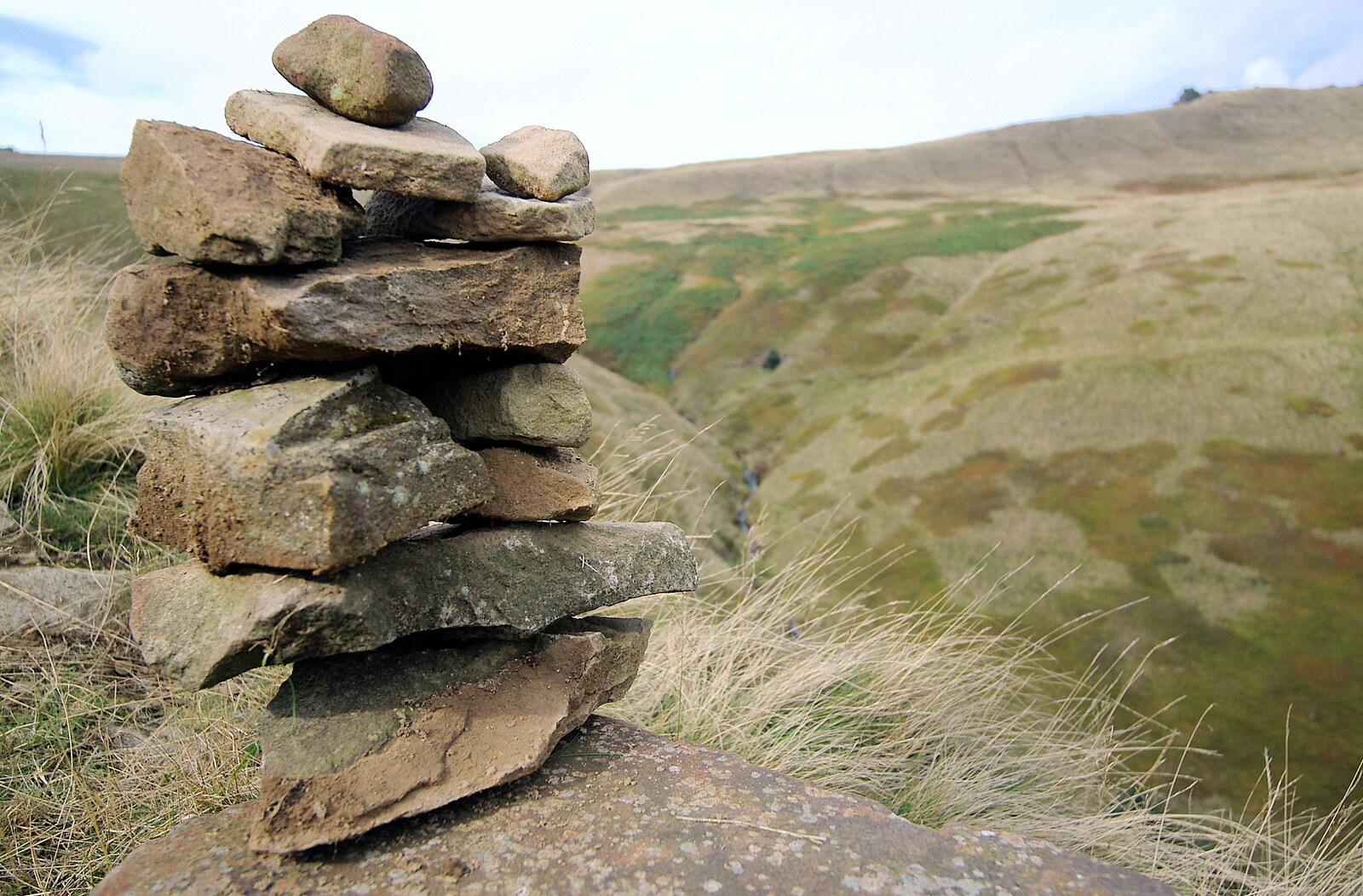 The Pennine Way: Lost on Kinder Scout, Derbyshire - 9th October 2005: A pile of stones