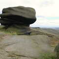 The Pennine Way: Lost on Kinder Scout, Derbyshire - 9th October 2005, Holding on to a wind-sculpted rock