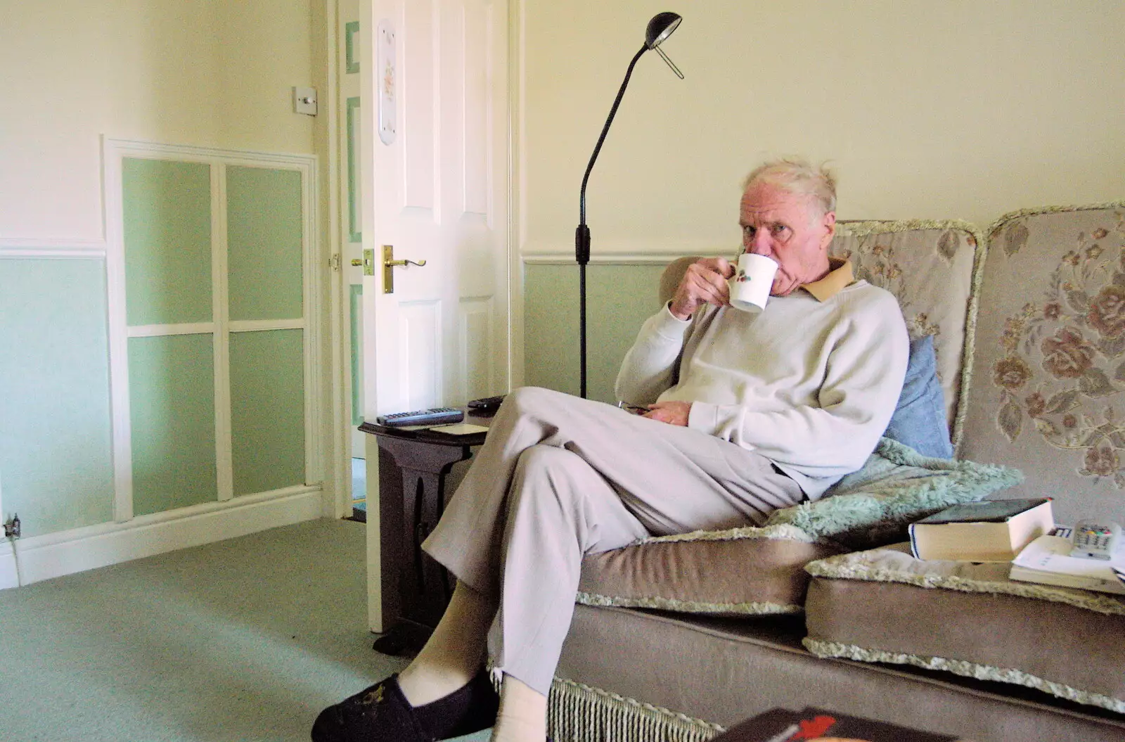 The Old Man tries to finish the crossword, from A Trip Around Macclesfield and Sandbach, Cheshire - 10th September 2005