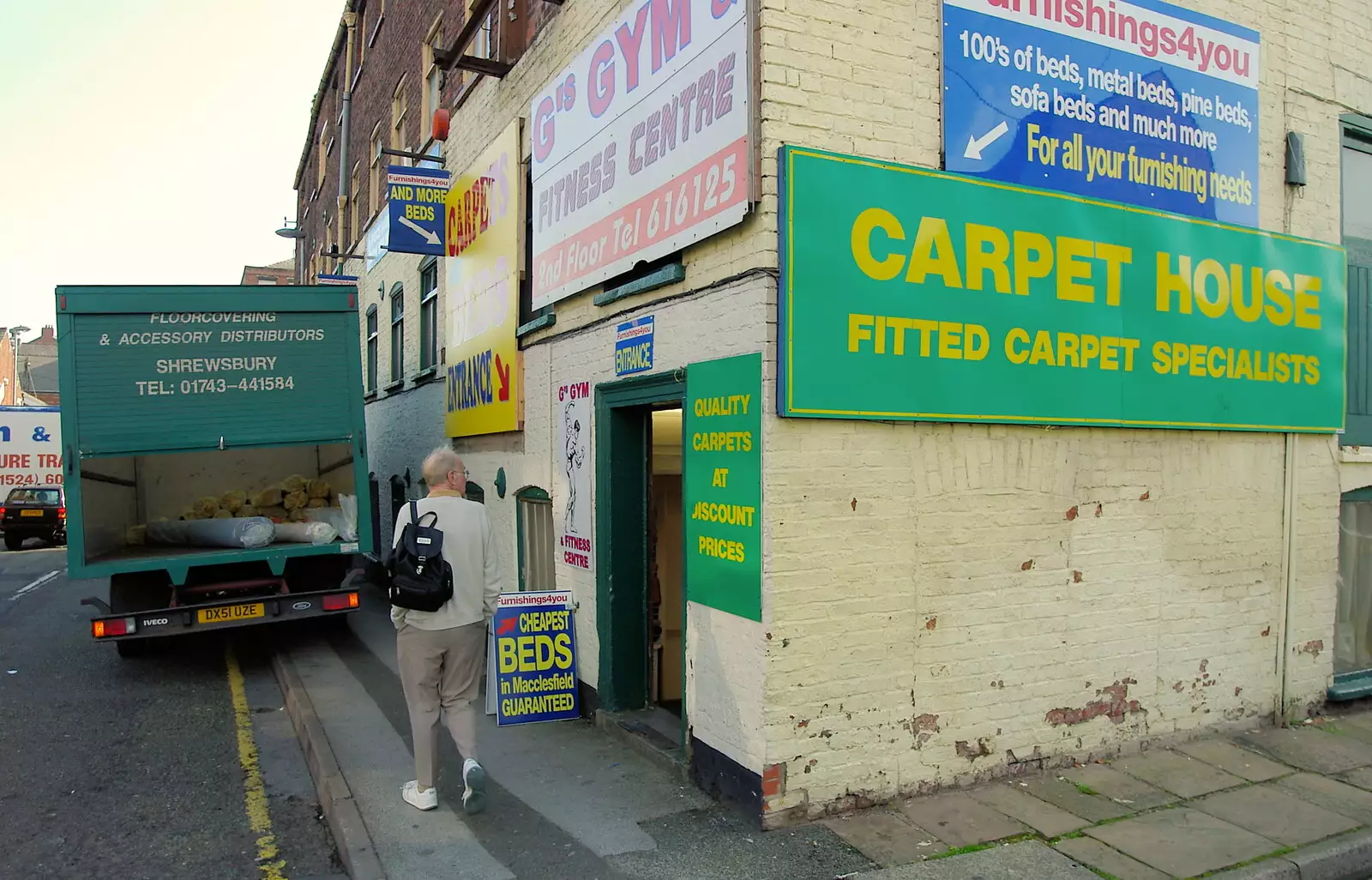 The Old Man wanders past 'Carpet House', from A Trip Around Macclesfield and Sandbach, Cheshire - 10th September 2005