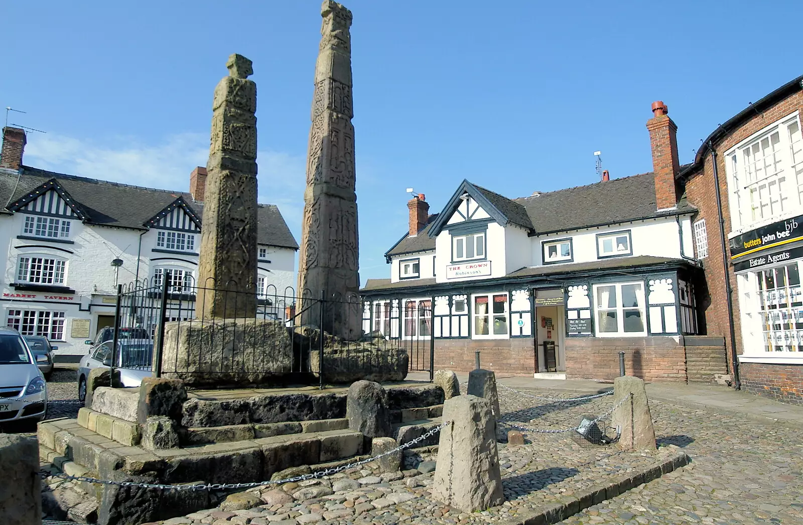 Another view of the Saxon Crosses, from A Trip Around Macclesfield and Sandbach, Cheshire - 10th September 2005