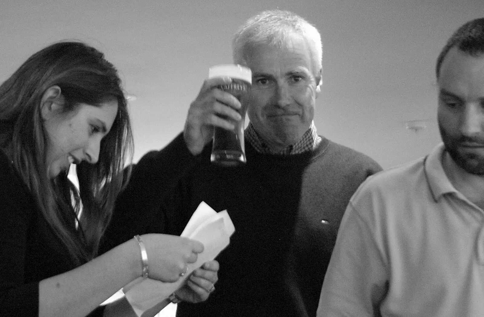 Andrew raises a glass, from Andrew Leaves Qualcomm, Cambridge - 18th October 2005