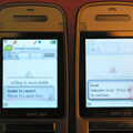 A Moticom mShop UI on a couple of flip phones, Andrew Leaves Qualcomm, Cambridge - 18th October 2005