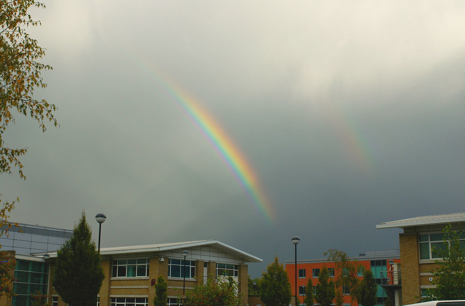 The double rainbow over the business park from Andrew Leaves Qualcomm, Cambridge - 18th October 2005