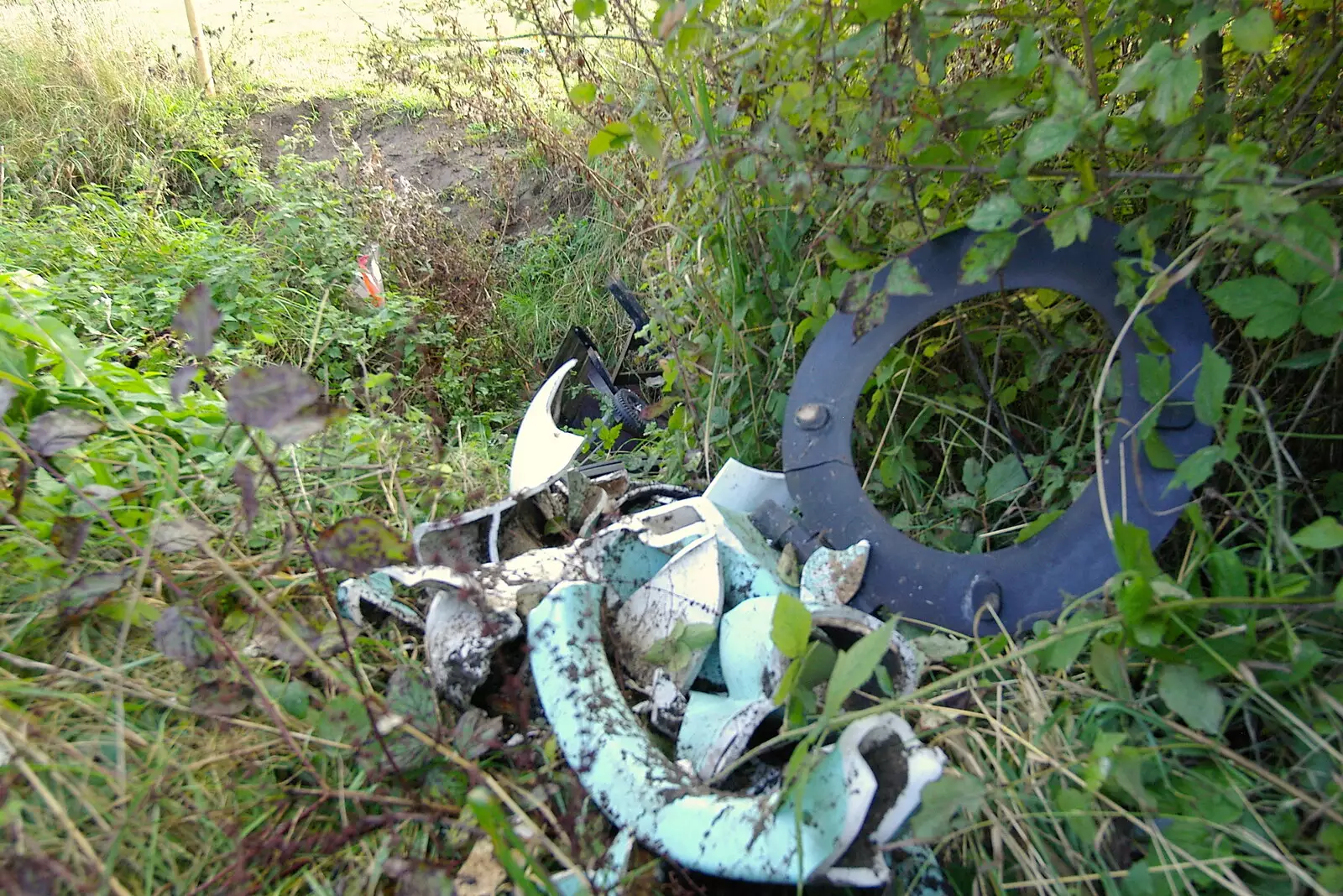 A wrecked toilet on Sandy Lane, Diss, from Suffolk County Council Dereliction, and Cotton Flamenco, Suffolk - 22nd October 2005