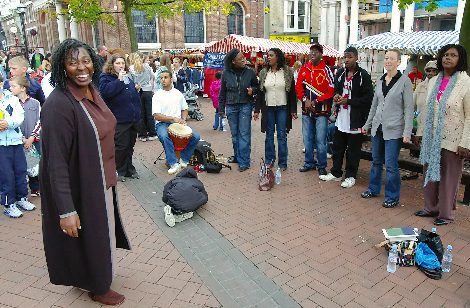 An African-style church choir entertains the crowds, from Suffolk County Council Dereliction, and Cotton Flamenco, Suffolk - 22nd October 2005