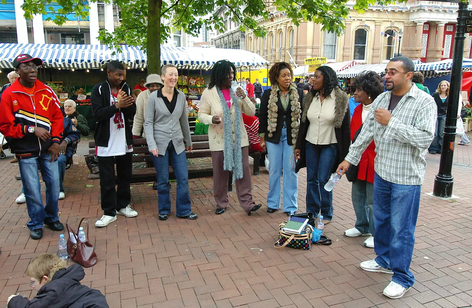 The choir outside the Cornhall in Ipswich, from Suffolk County Council Dereliction, and Cotton Flamenco, Suffolk - 22nd October 2005