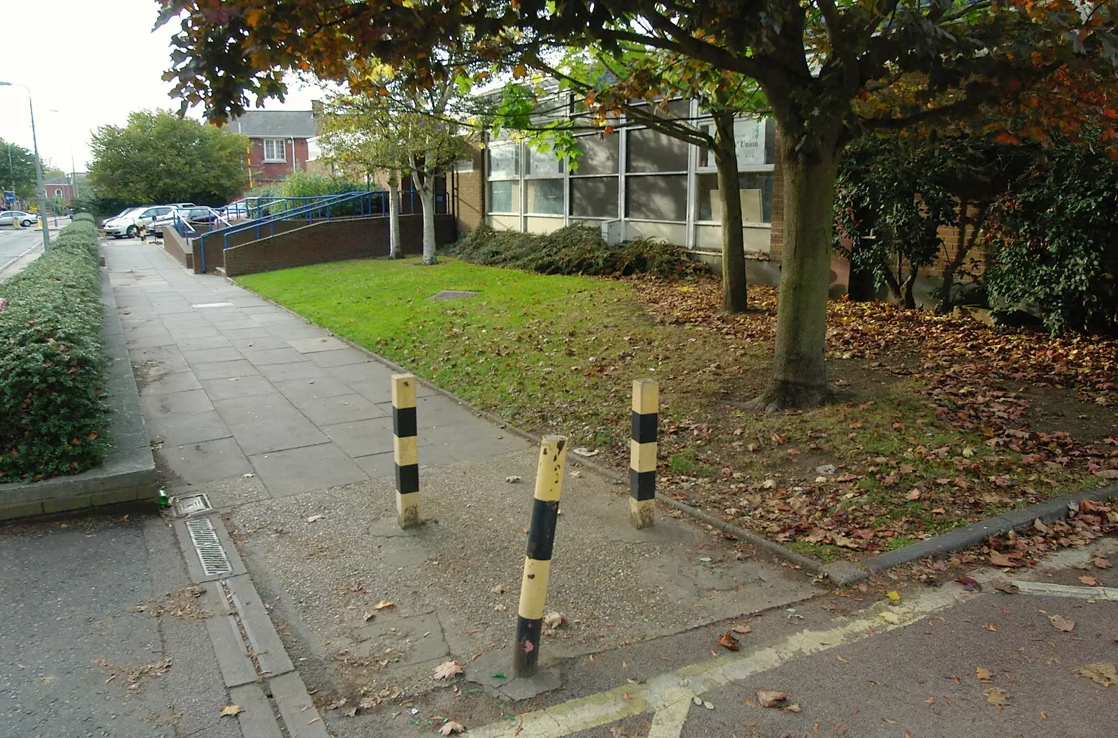 Bollards outside the social club, from Suffolk County Council Dereliction, and Cotton Flamenco, Suffolk - 22nd October 2005