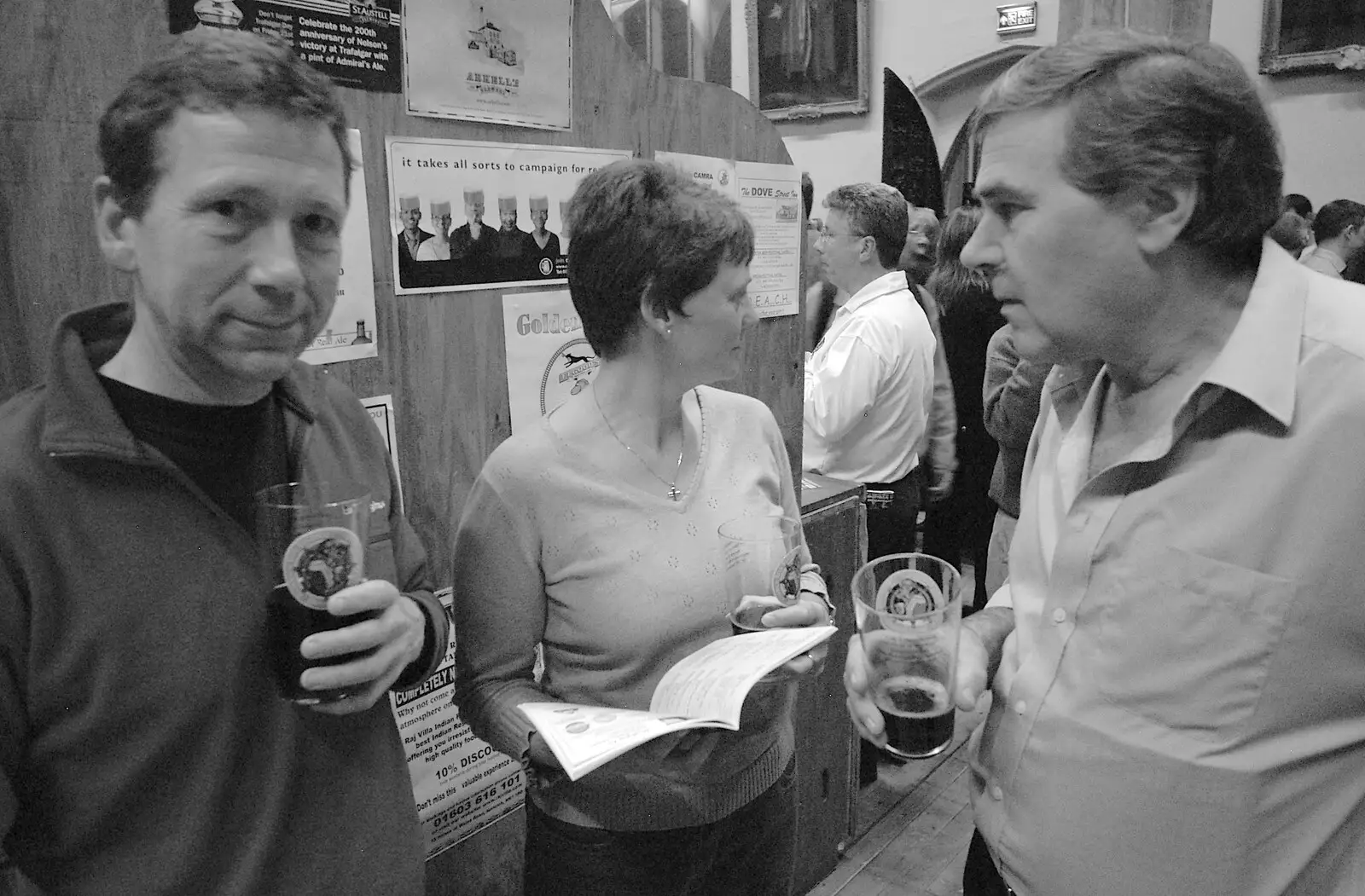 Apple, Pip and Alan by the bar, from The 28th Norwich Beer Festival, St. Andrew's Hall, Norwich - 26th October 2005