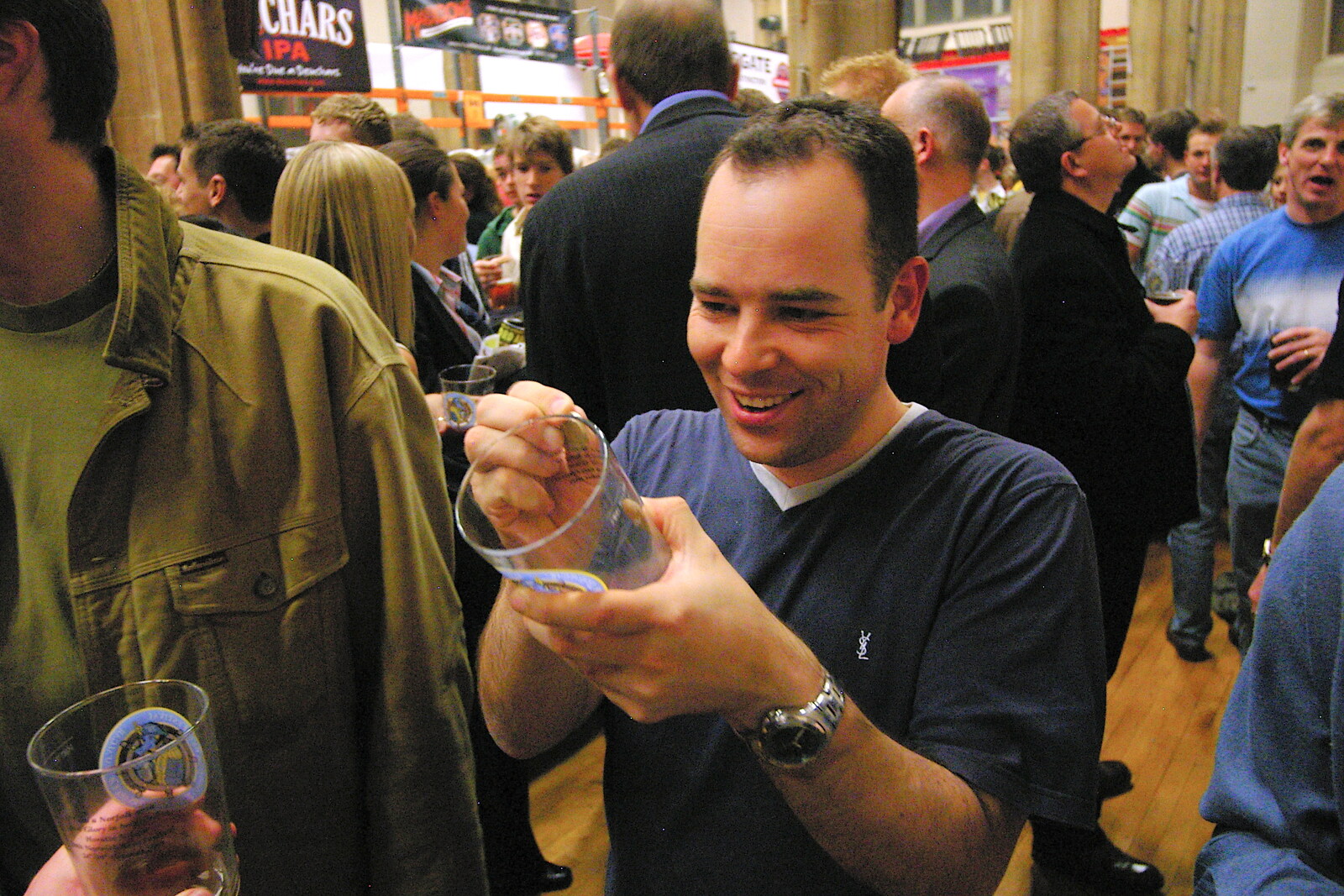 The 28th Norwich Beer Festival, St. Andrew's Hall, Norwich - 26th October 2005: Russell tries to scratch off a Norwich quote