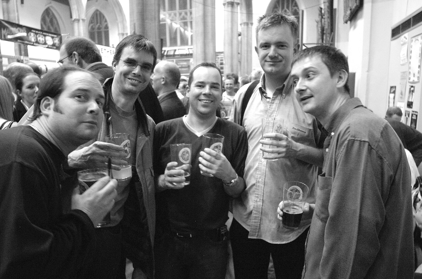Russell, Dan 'Parrott', Russell, Nosher and Andrew B from The 28th Norwich Beer Festival, St. Andrew's Hall, Norwich - 26th October 2005