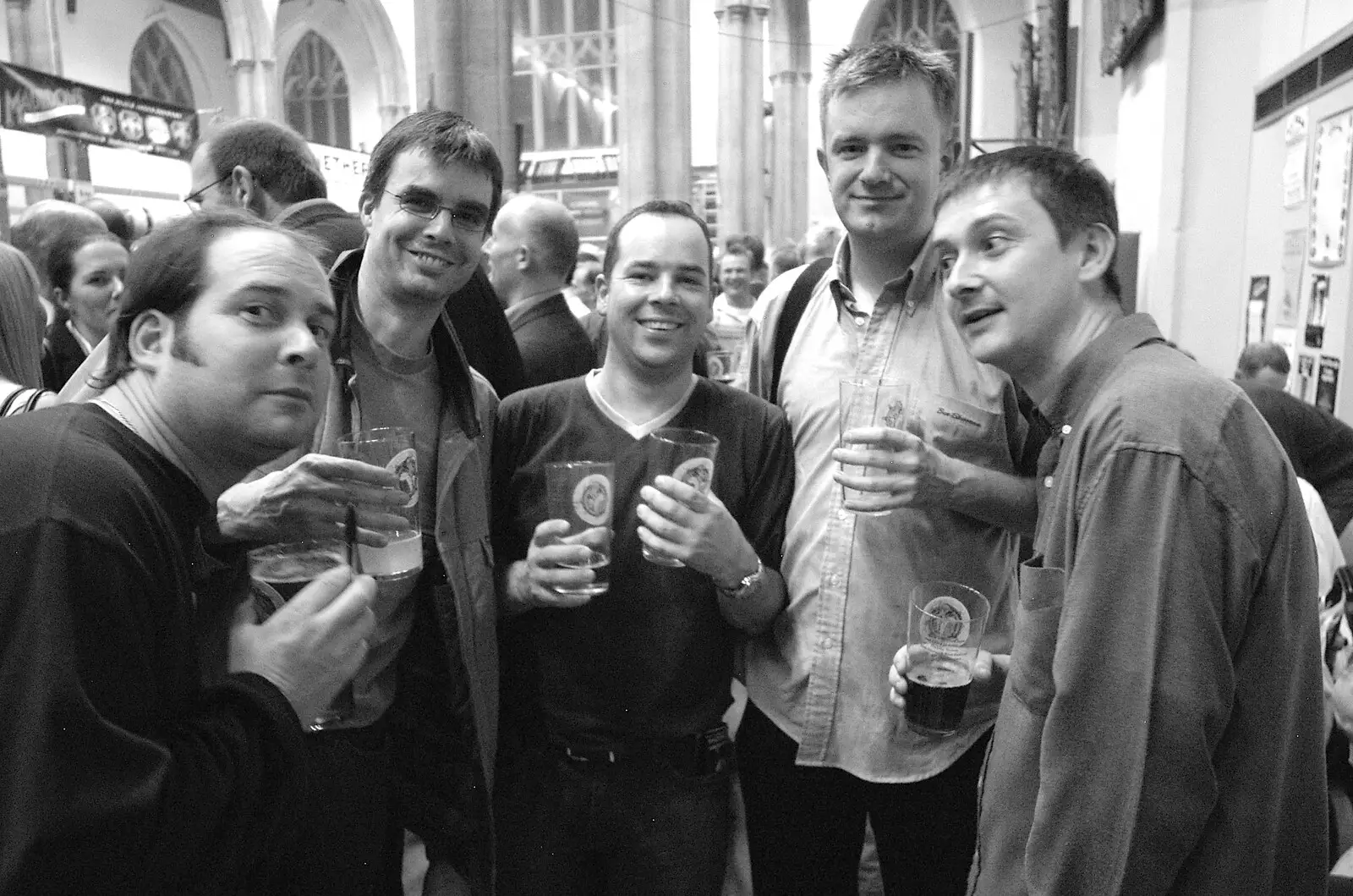 Russell, Dan 'Parrott', Russell, Nosher and Andrew B, from The 28th Norwich Beer Festival, St. Andrew's Hall, Norwich - 26th October 2005