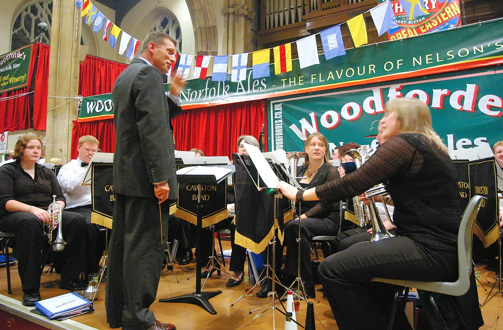 The Cawston Silver Band get ready to kick off, from The 28th Norwich Beer Festival, St. Andrew's Hall, Norwich - 26th October 2005