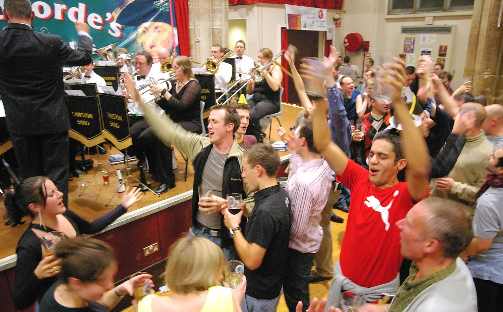 There's a load of furious pint waving, from The 28th Norwich Beer Festival, St. Andrew's Hall, Norwich - 26th October 2005