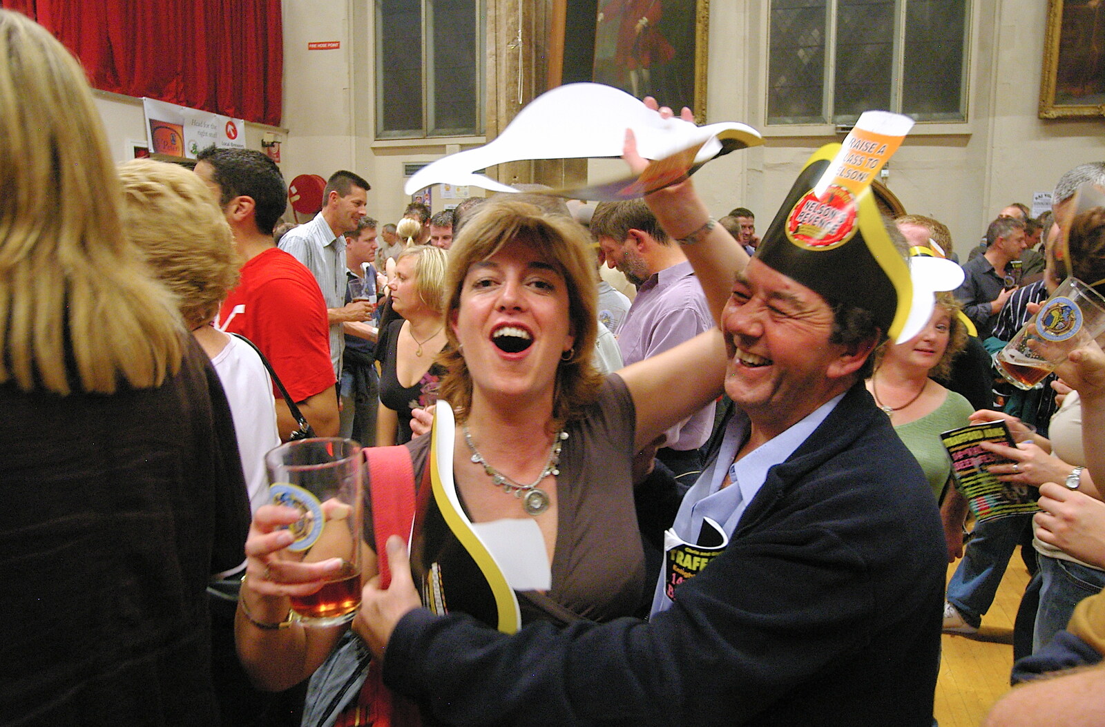 The 28th Norwich Beer Festival, St. Andrew's Hall, Norwich - 26th October 2005: People with paper 'Nelson' hats